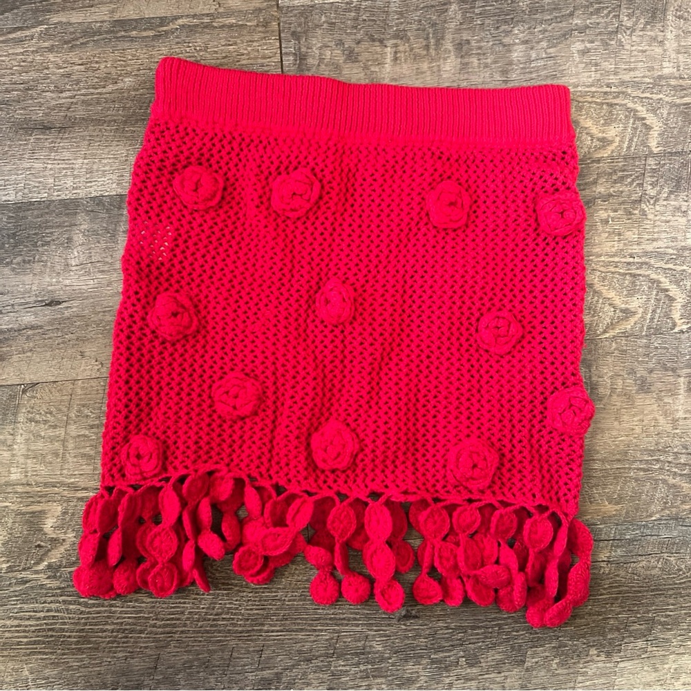 Lovers + Friends Domatilla Red Crochet mini Skirt - Picture 2 of 7